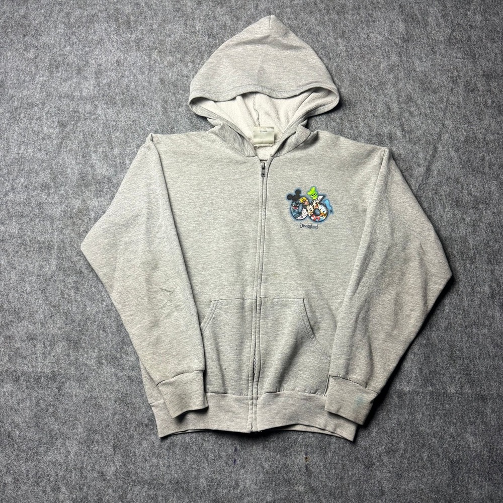 Vintage 2006 Disneyland Resort Zip-Up Hoodie Grey Mickey & Friends